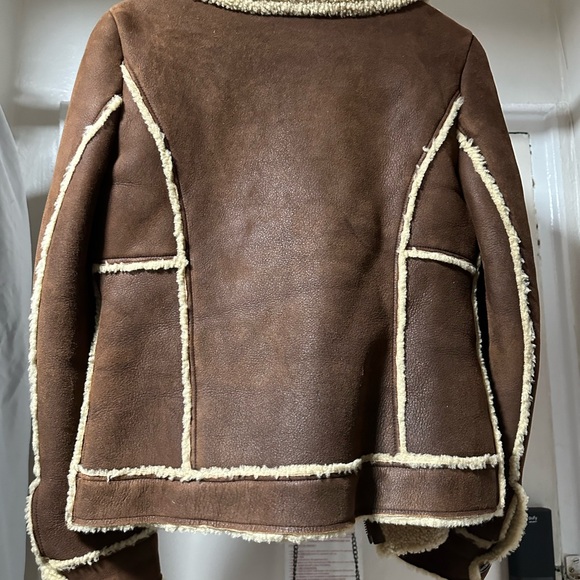 Theory Leather Sherpa Coat Medium - Picture 2 of 9